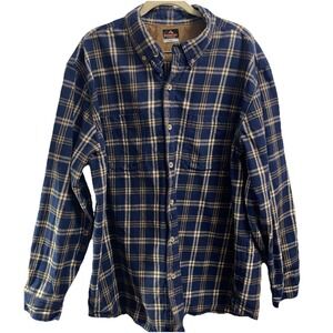 Ridgecut Toughwear Men's Button-up Blue & Brown Plaid Flannel Shirt Sz.L